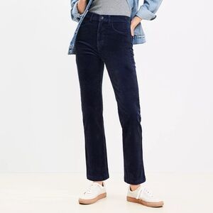 NWT LOFT Women's Straight Leg Navy Blue Corduroy Pants Size 27 Petite